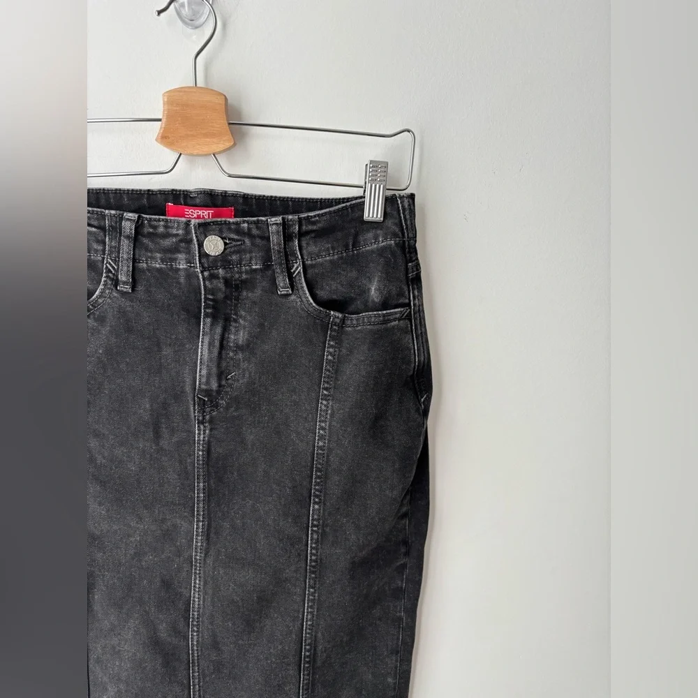 Esprit Black Denim Maxi Skirt High Waisted Stretch Pencil Skirt Size 26 - Picture 2 of 11